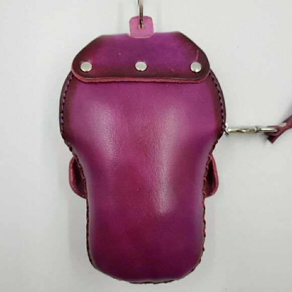 Sugar Skull Leather Wristlet Small Purple Coin Purse Keychain Calavera Wallet - Picture 13 of 16